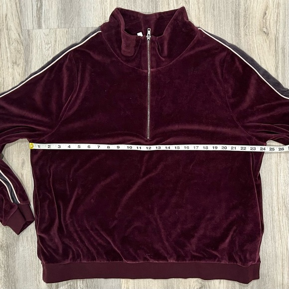 Fabletics Burgundy Velour Jacket Quarter Zip Athletic Sweatshirt Size 2XL XXL - Picture 4 of 10